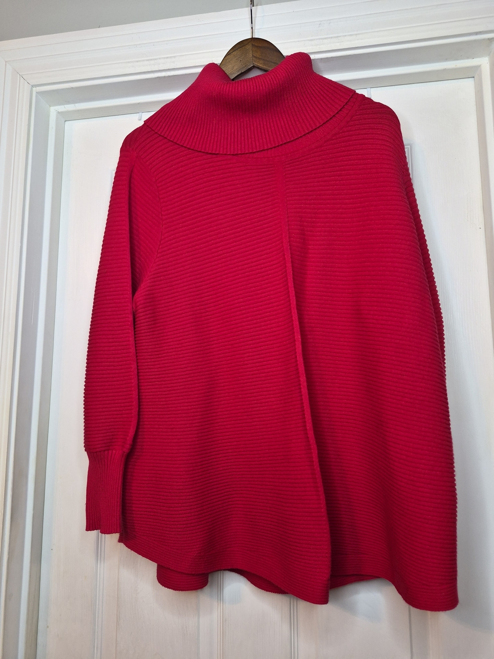Cyrus Bright Red Ribbed Cowlneck Sweater  2x